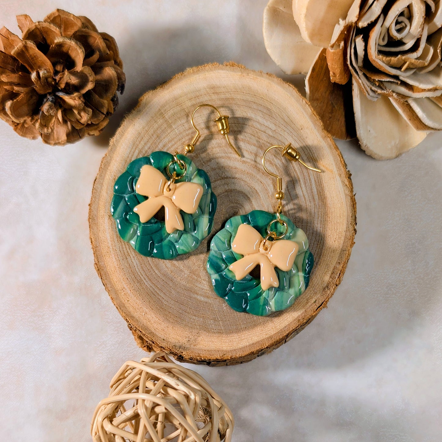 Boucles d’oreilles - Couronne de Noël