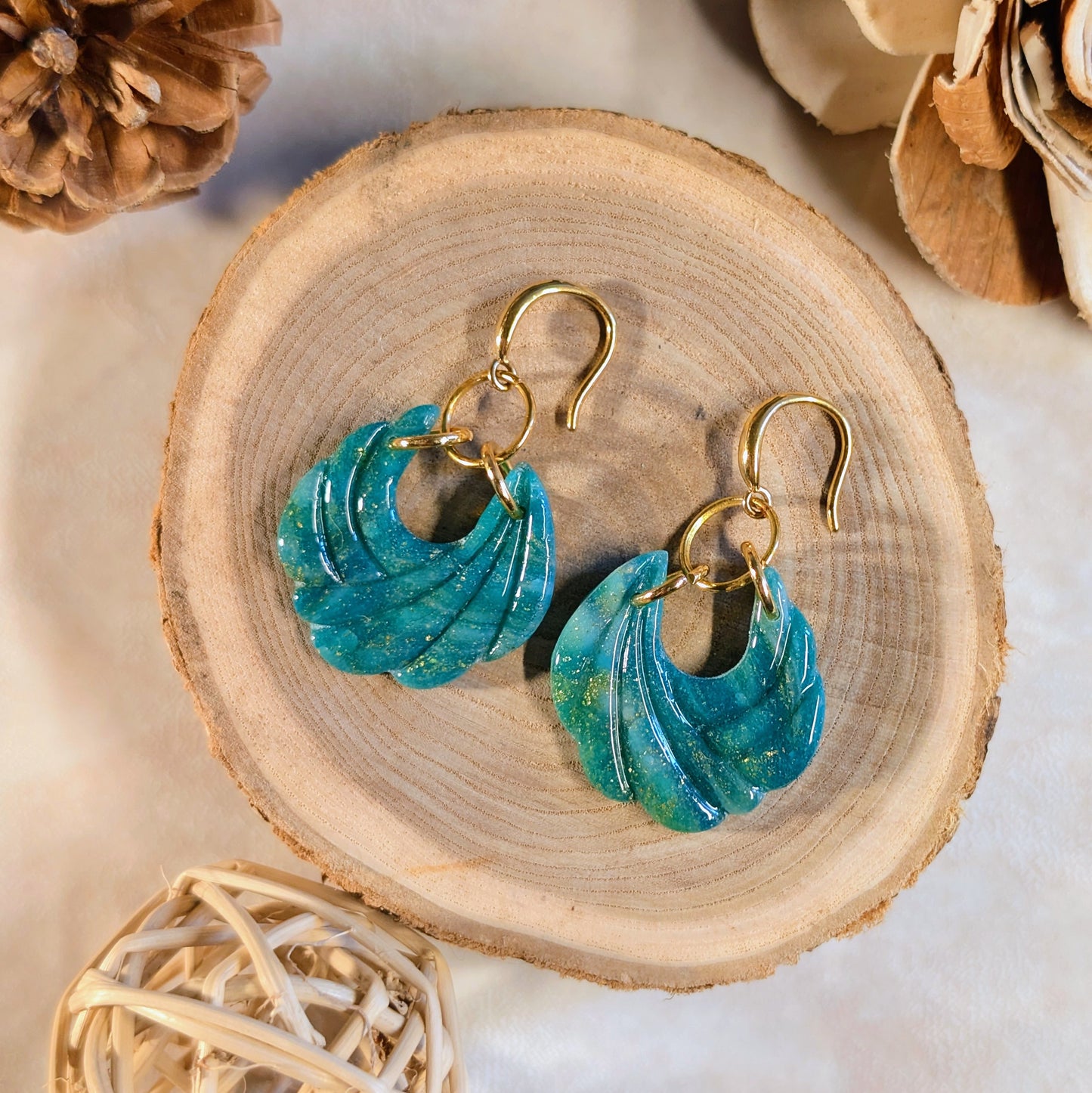 Boucles d’oreilles - Drapé Turquoise & Or
