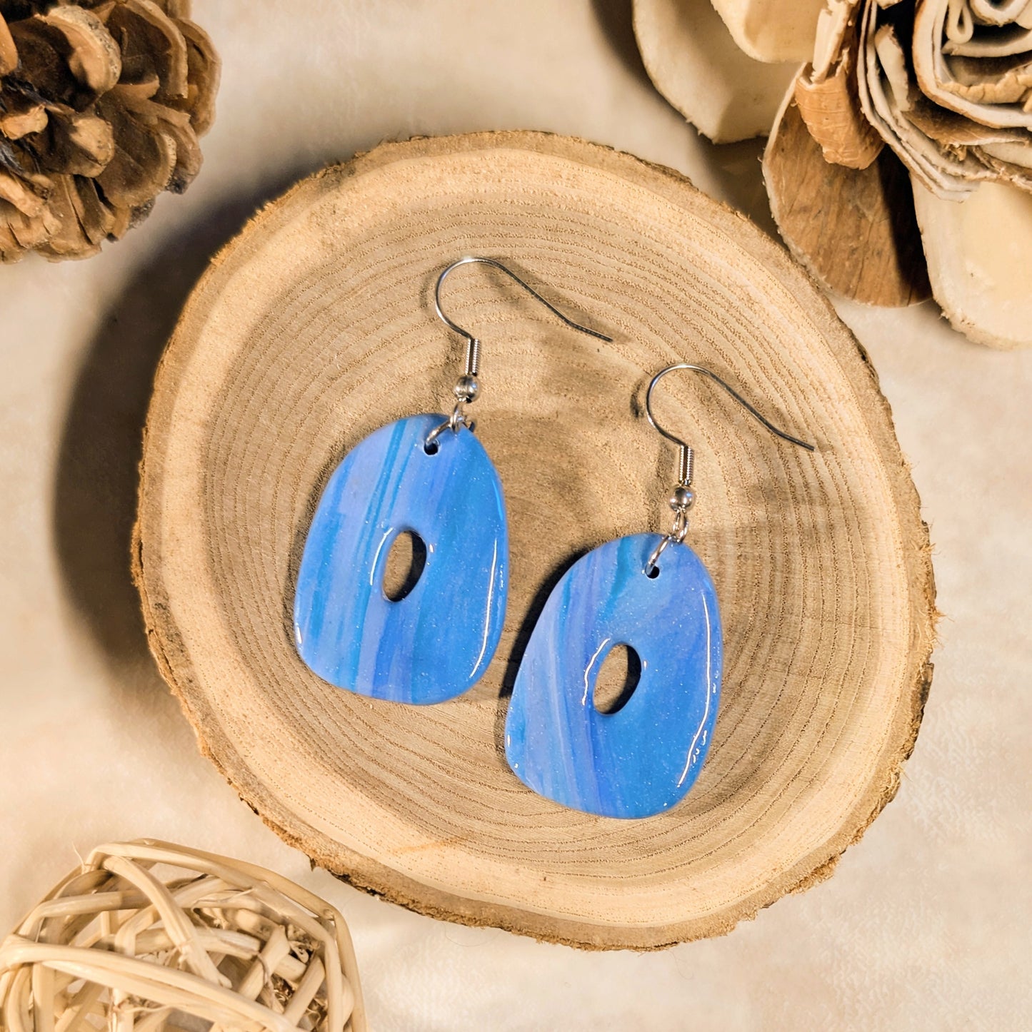 Boucles d’oreilles - Bleu doux (Galet)