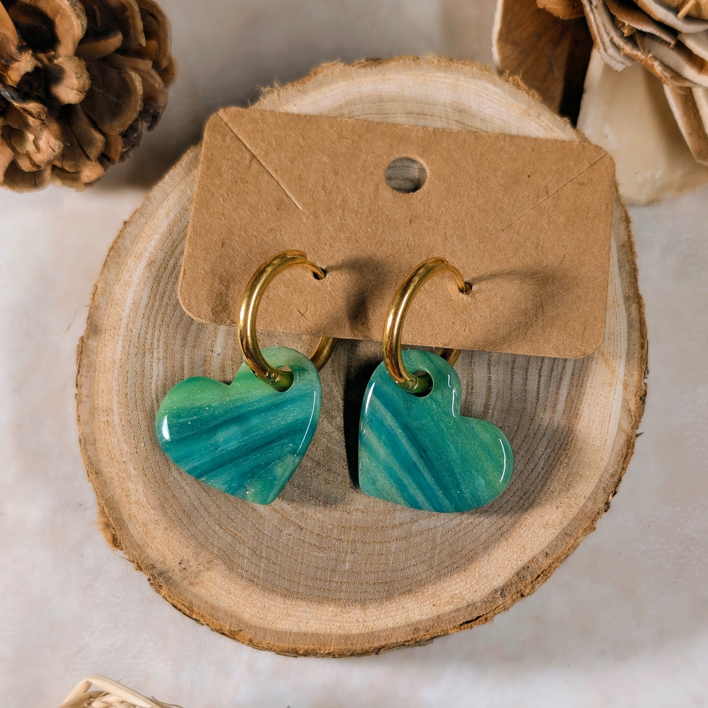 Pampille - Cœur vert Aurore Boréale