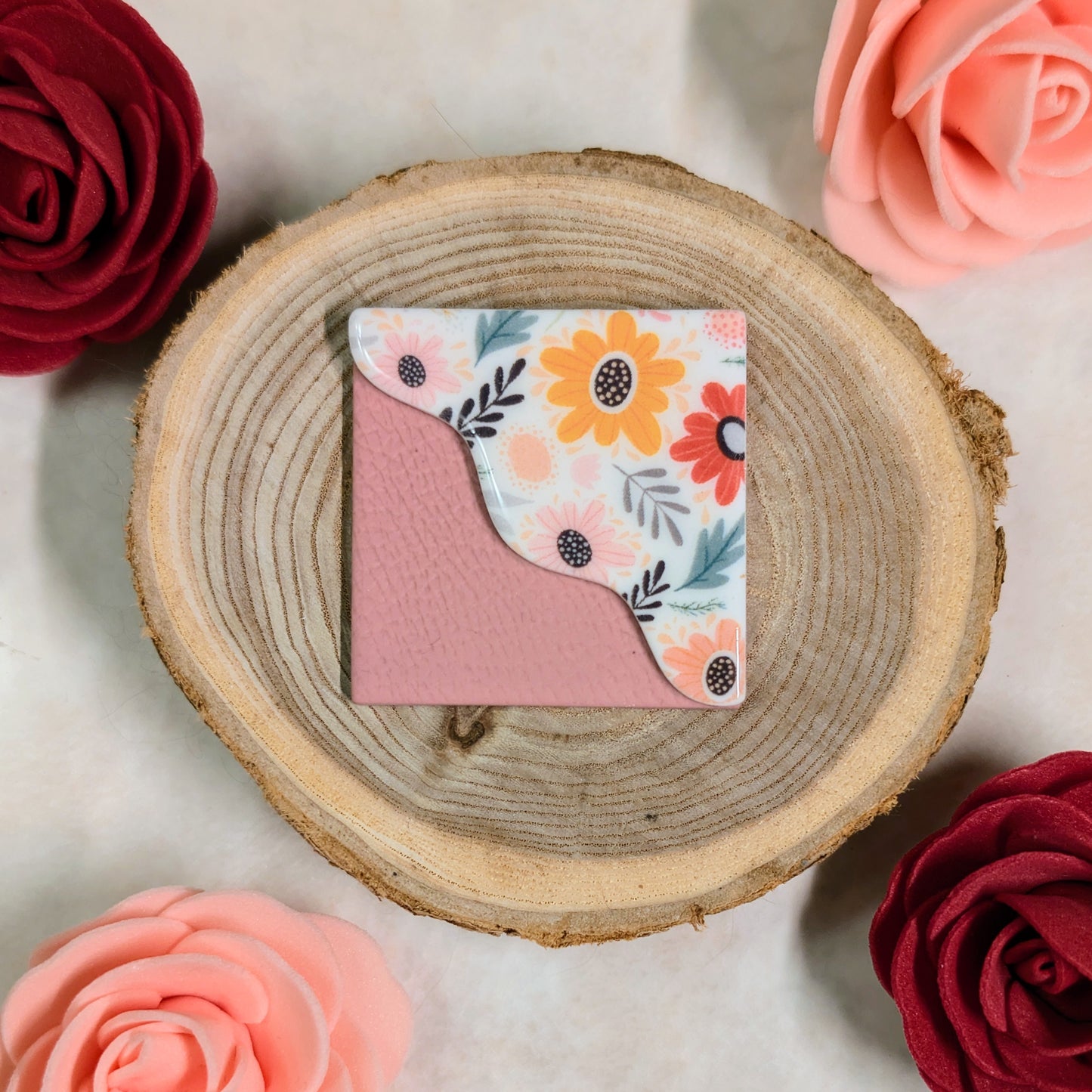 Marque-page carre rose