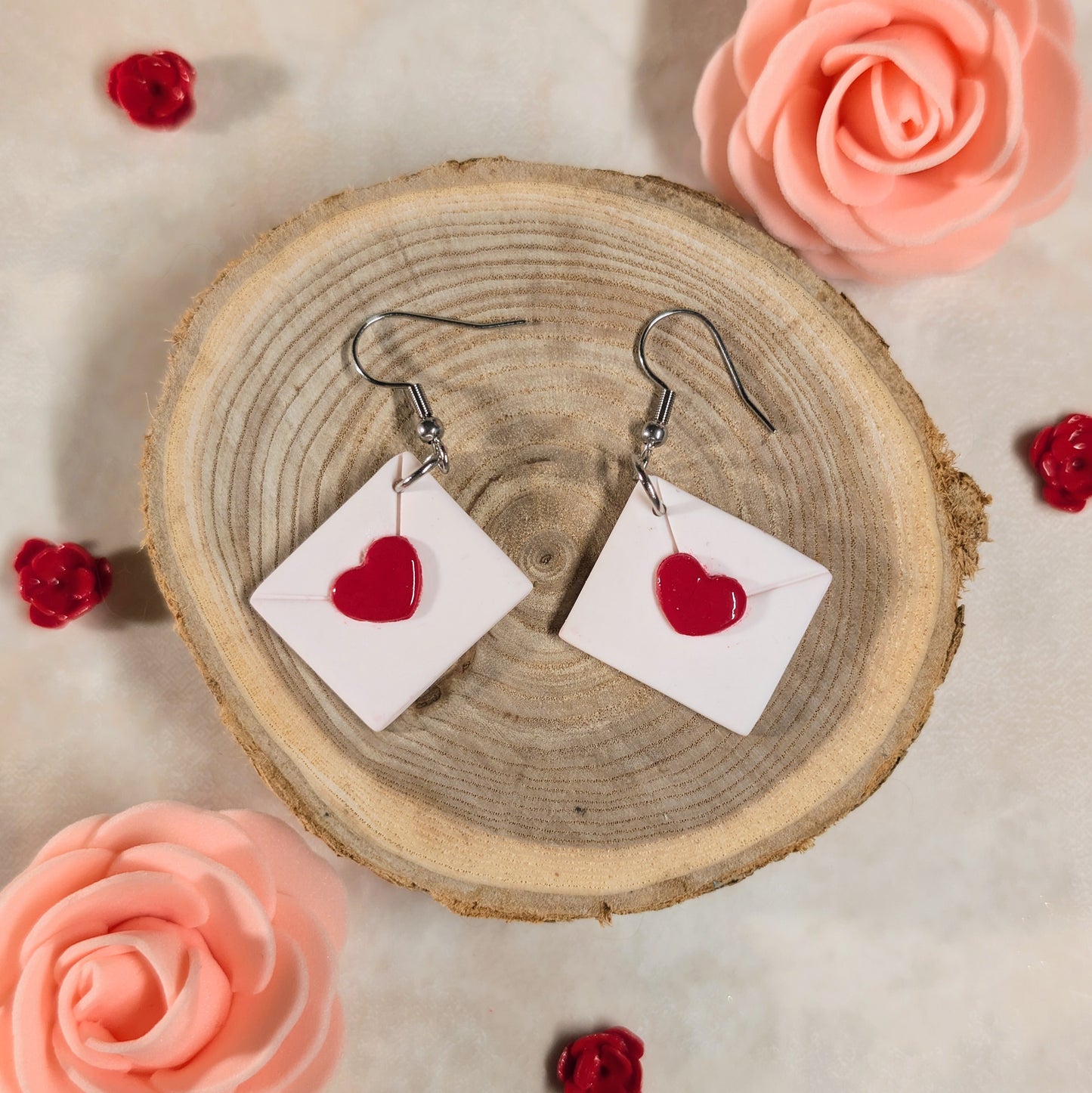 Boucles d’oreilles - St Valentin, enveloppe et cœur