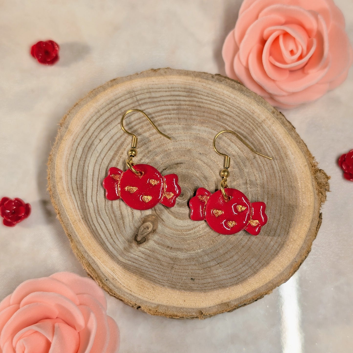Boucles d’oreilles - St Valentin, bonbon et petits cœurs