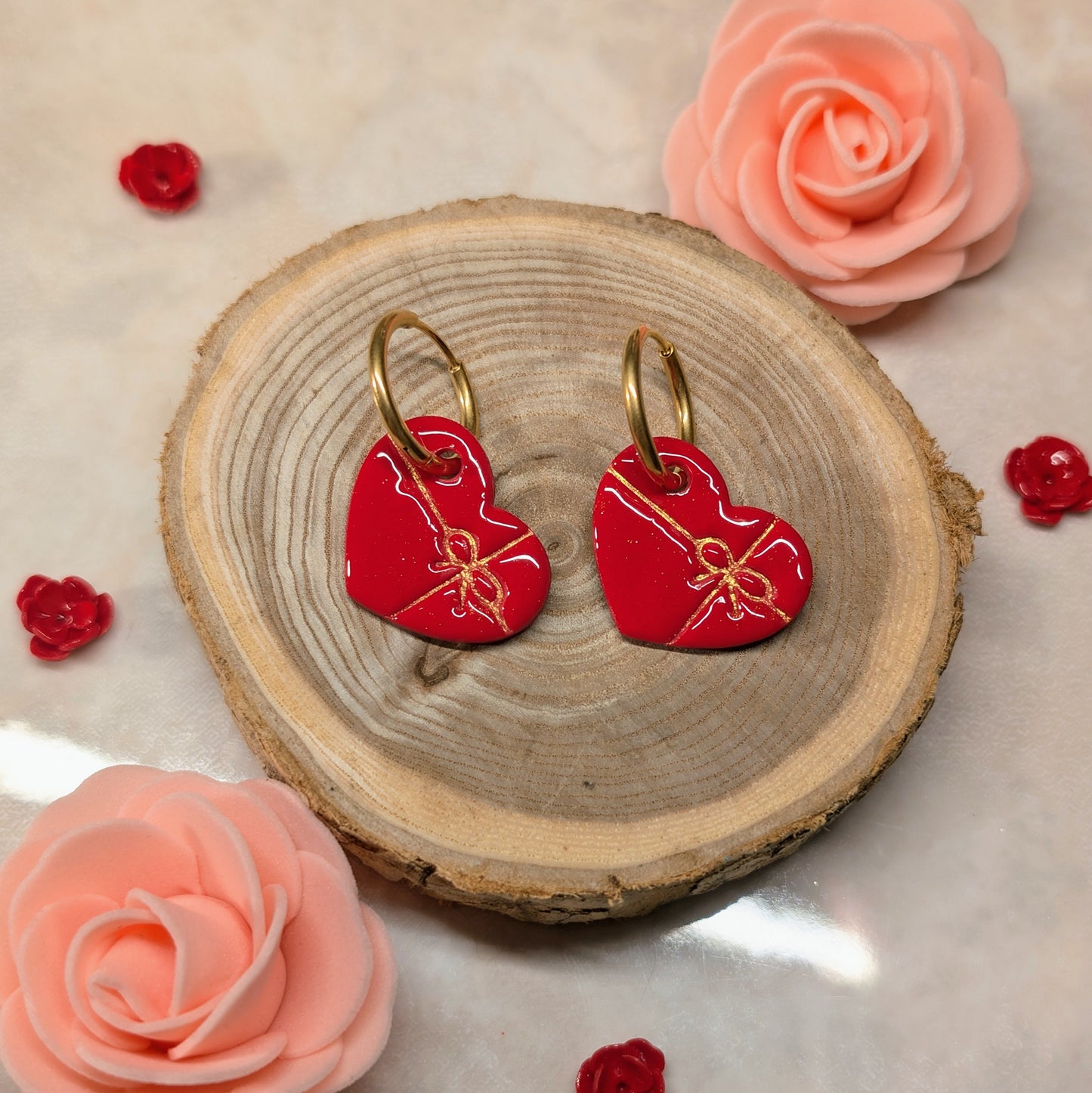 Boucles d’oreilles - St Valentin, cœur boîte de chocolat
