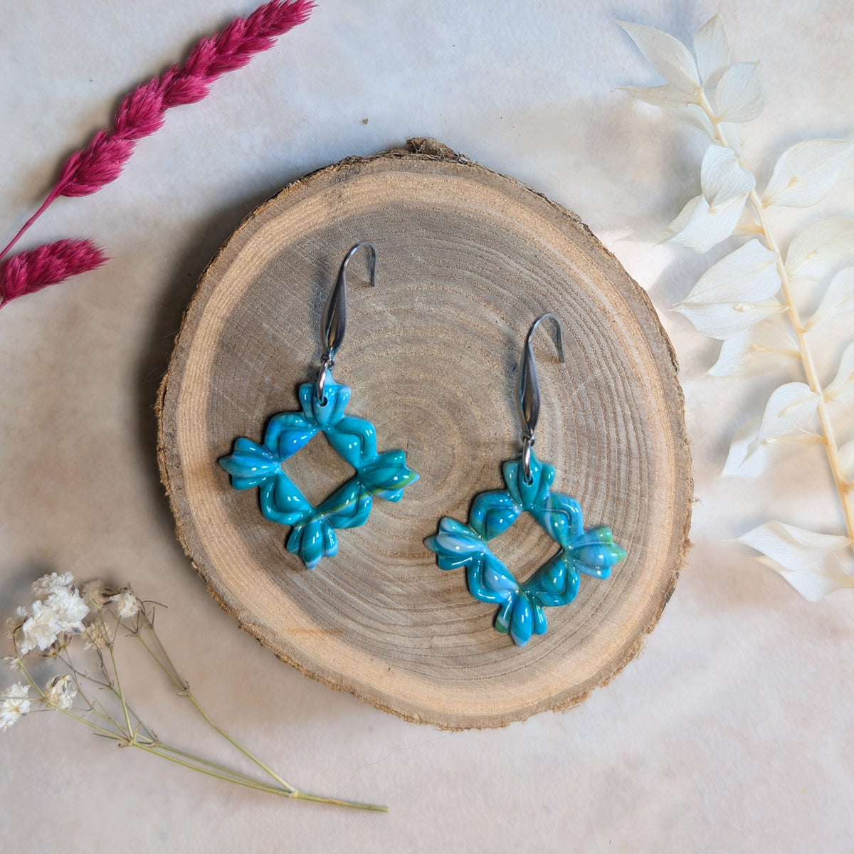Boucles d'oreilles Couronne corail