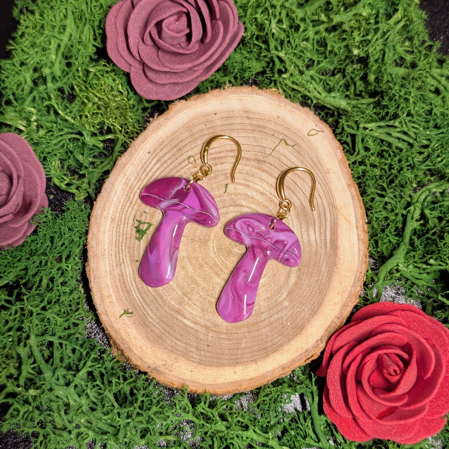 Boucles d’oreilles - Champignons mauves