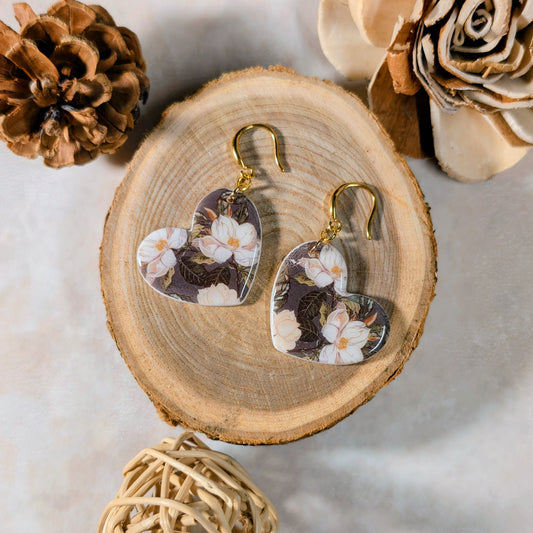 Boucles d’oreilles - Cœur Imprimé Floral