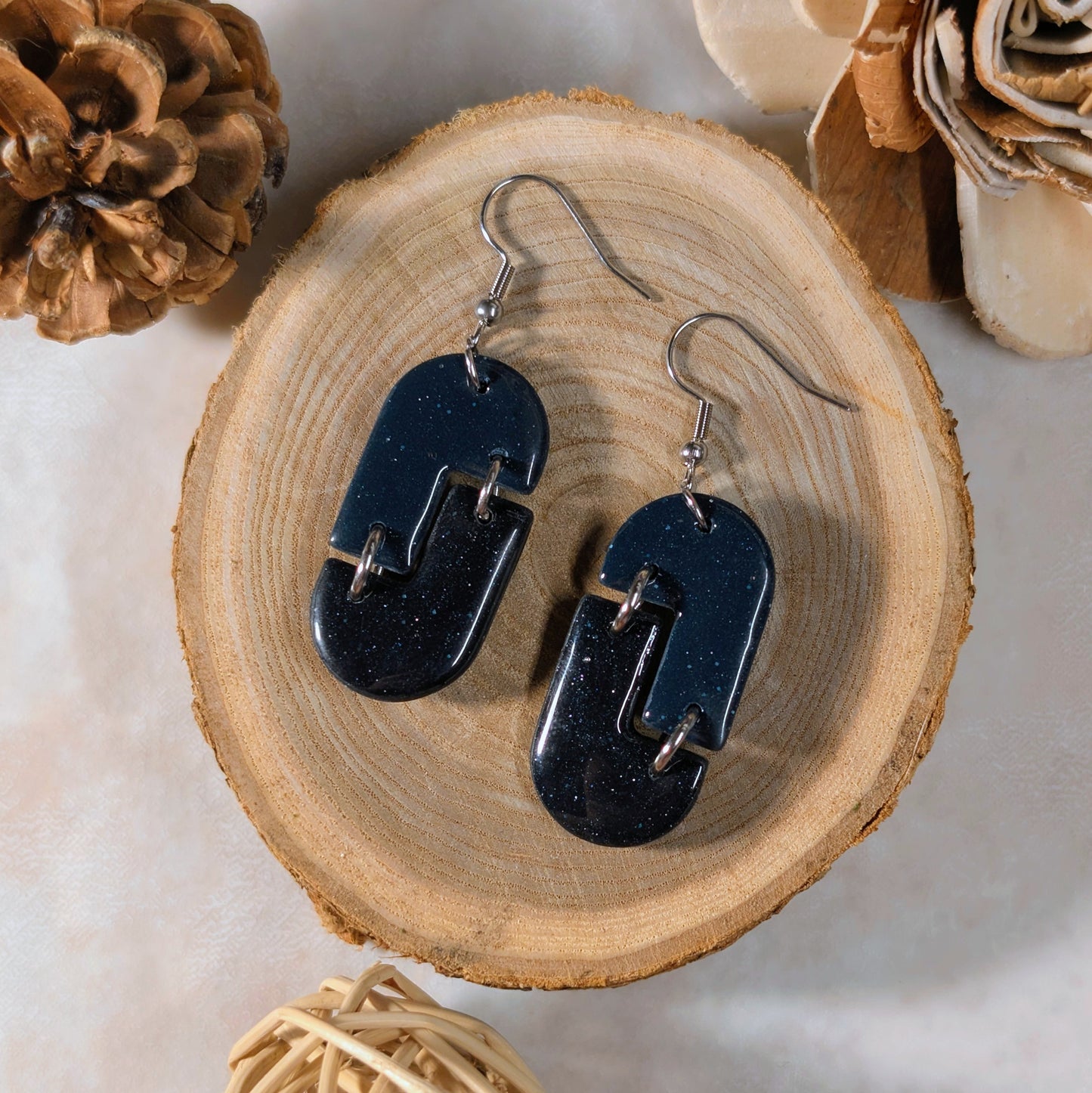 Boucles d’oreilles - Bleu nuit & noir