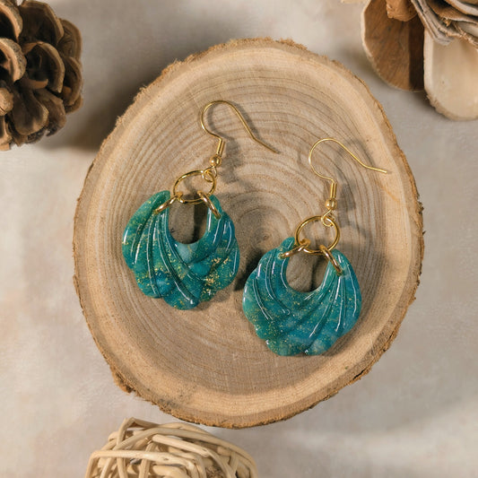 Boucles d’oreilles - Drapé Turquoise & Or