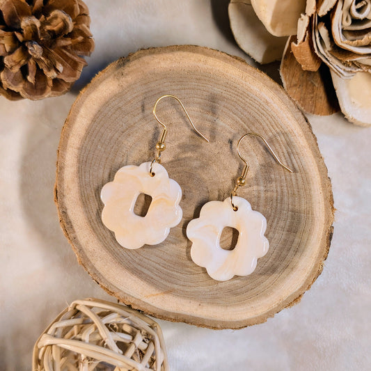 Boucles d’oreilles - Fleur (Blanc et Or)