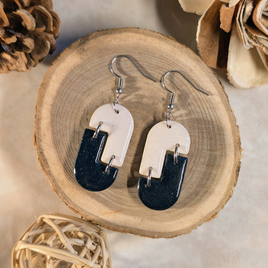 Boucles d’oreilles - écru & noir