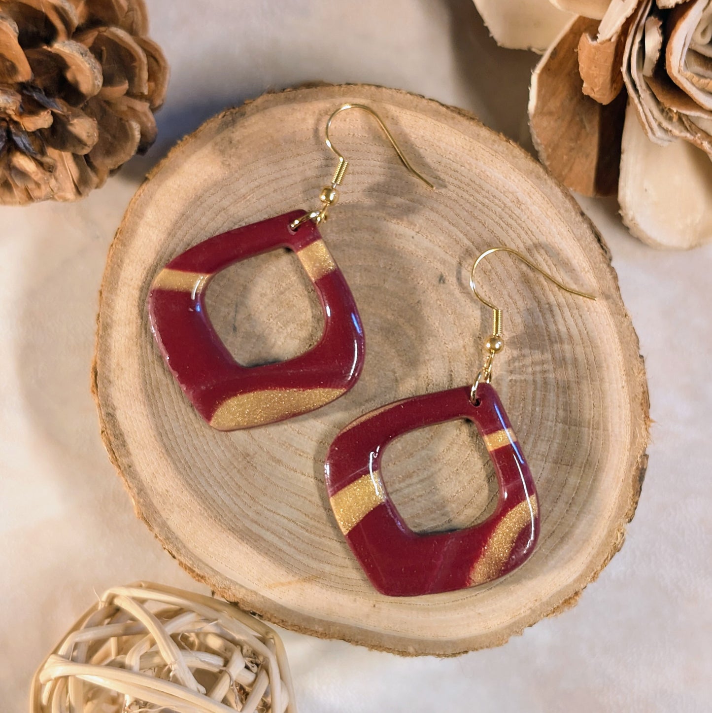 Boucles d’oreilles - Bordeaux & Or