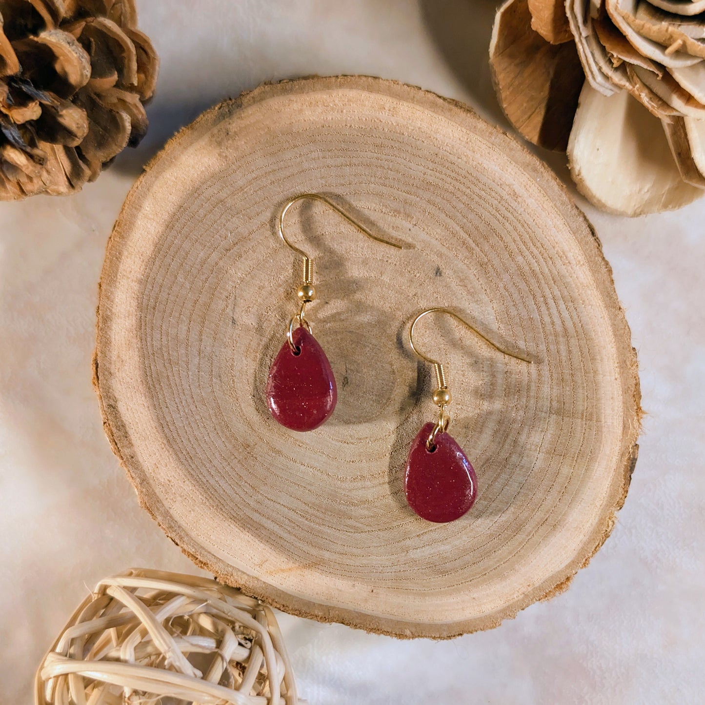 Boucles d’oreilles - Petites Gouttes Bordeaux