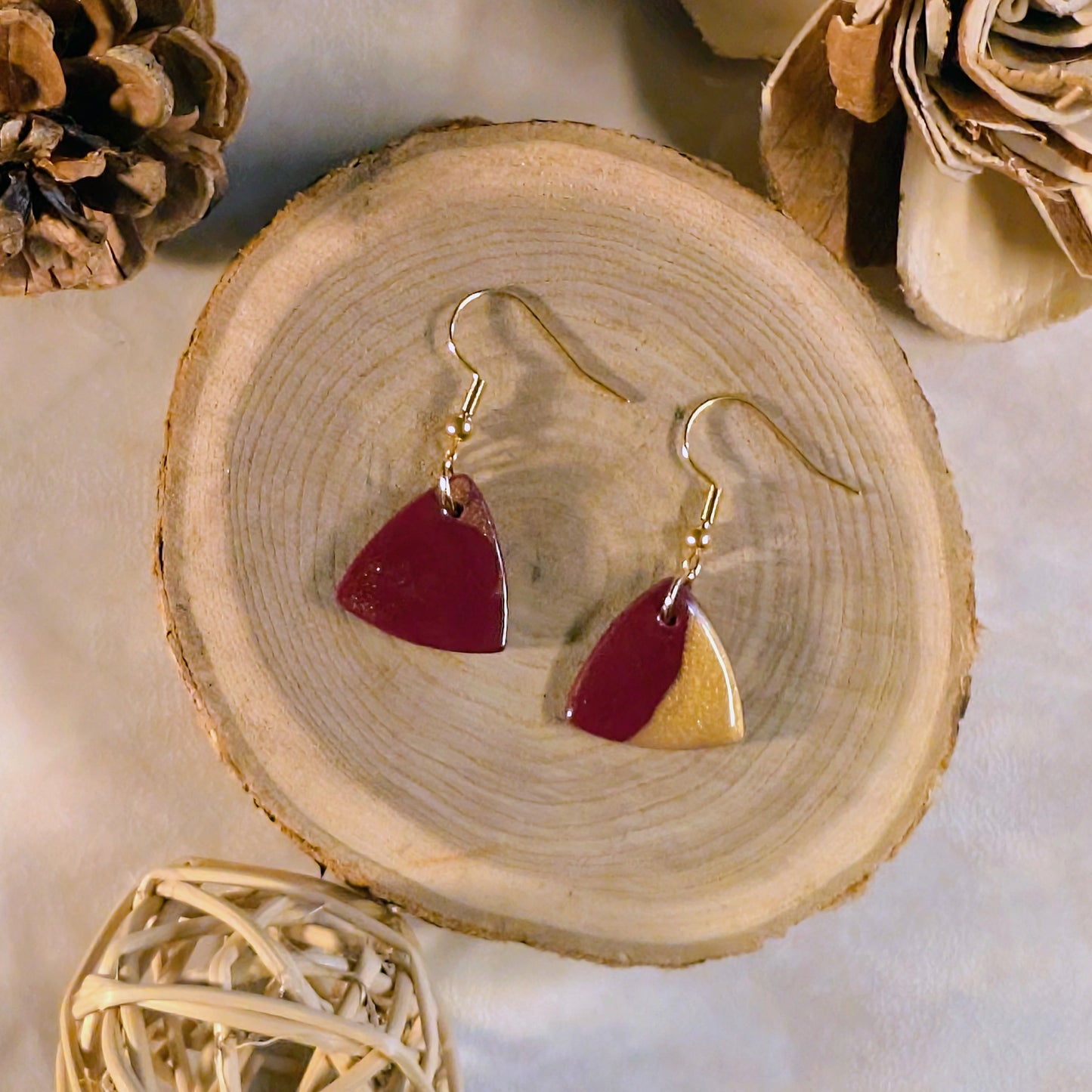 Boucles d’oreilles - Triangles arrondis Bordeaux