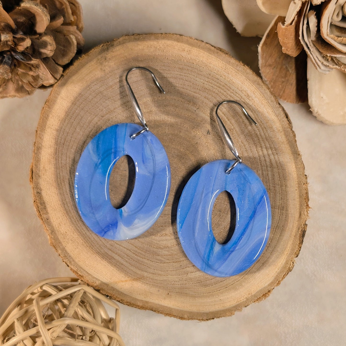 Boucles d’oreilles - Bleu doux (Ovale)