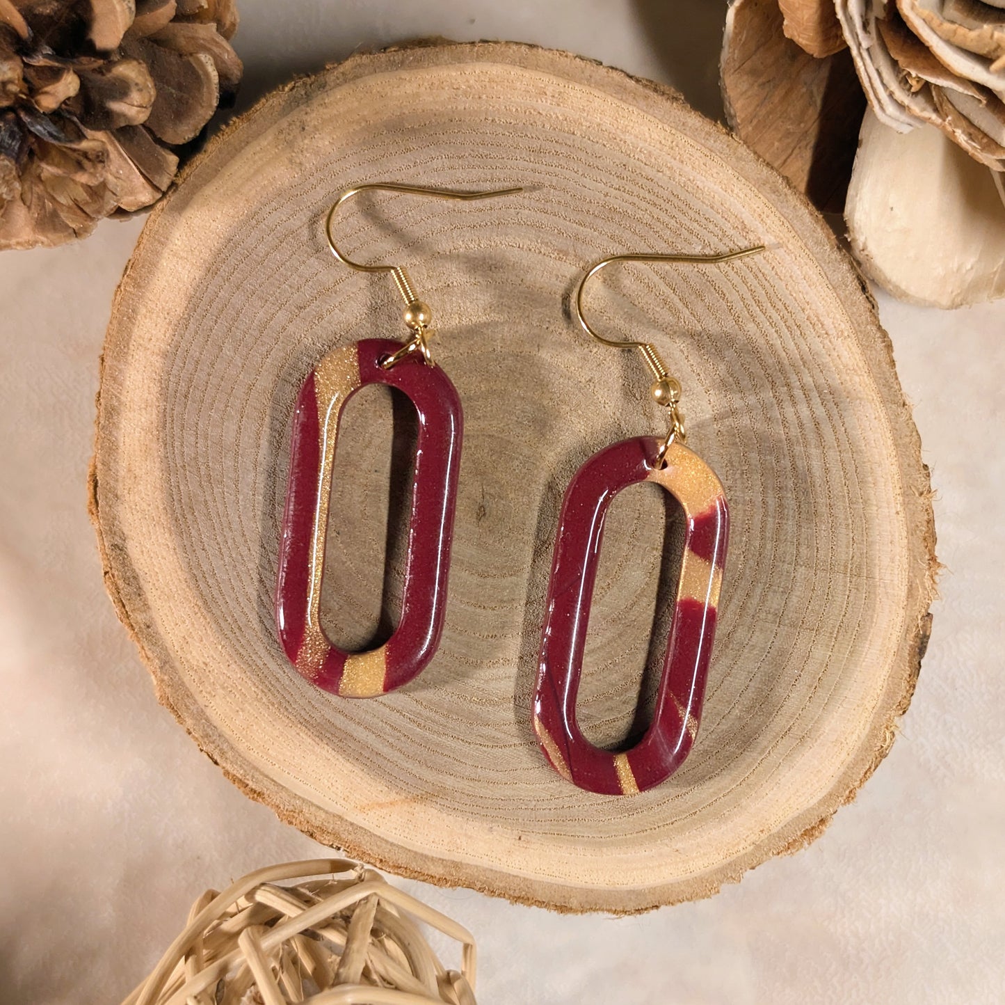 Boucles d’oreilles - Bordeaux & Or