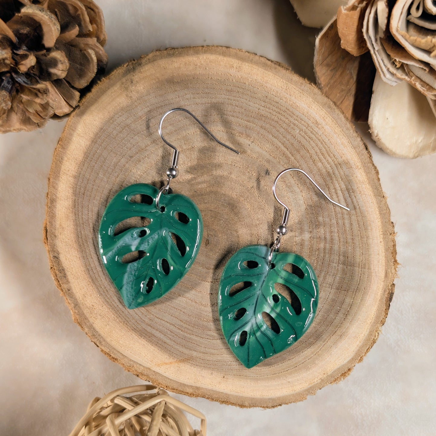 Boucles d’oreilles - Feuilles de Monstera