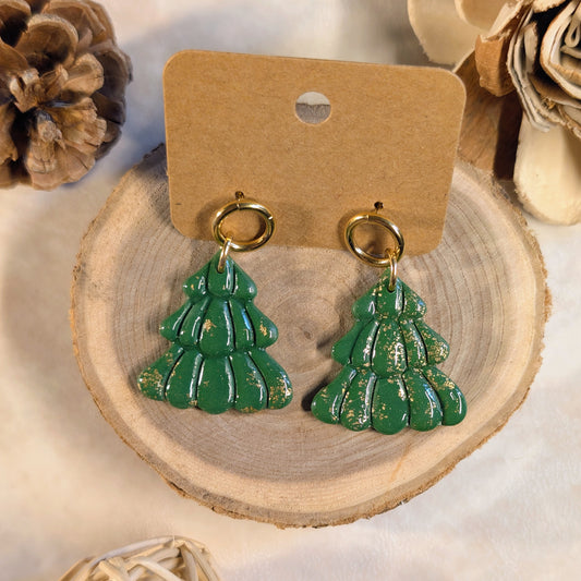Boucles d’oreilles - Sapin Vert & apprêt rond