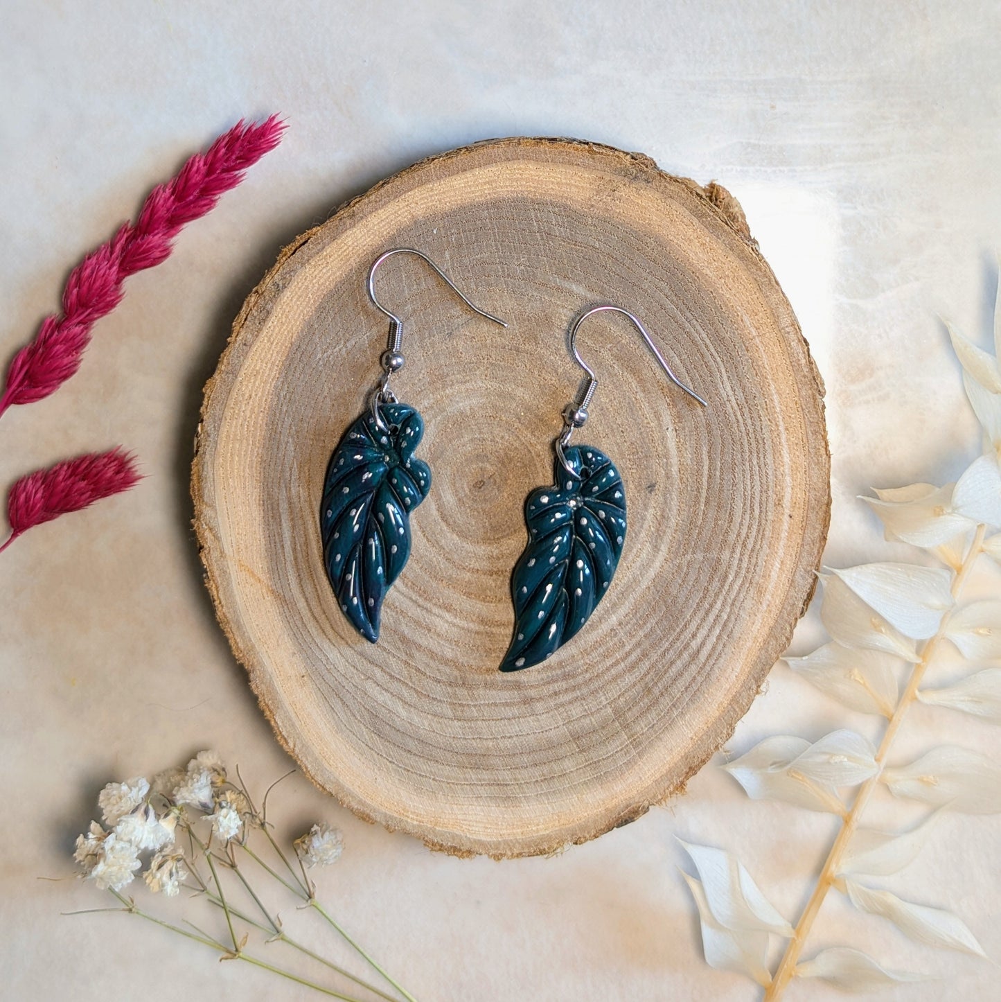 Boucles d'oreilles - Feuilles de Bégonia