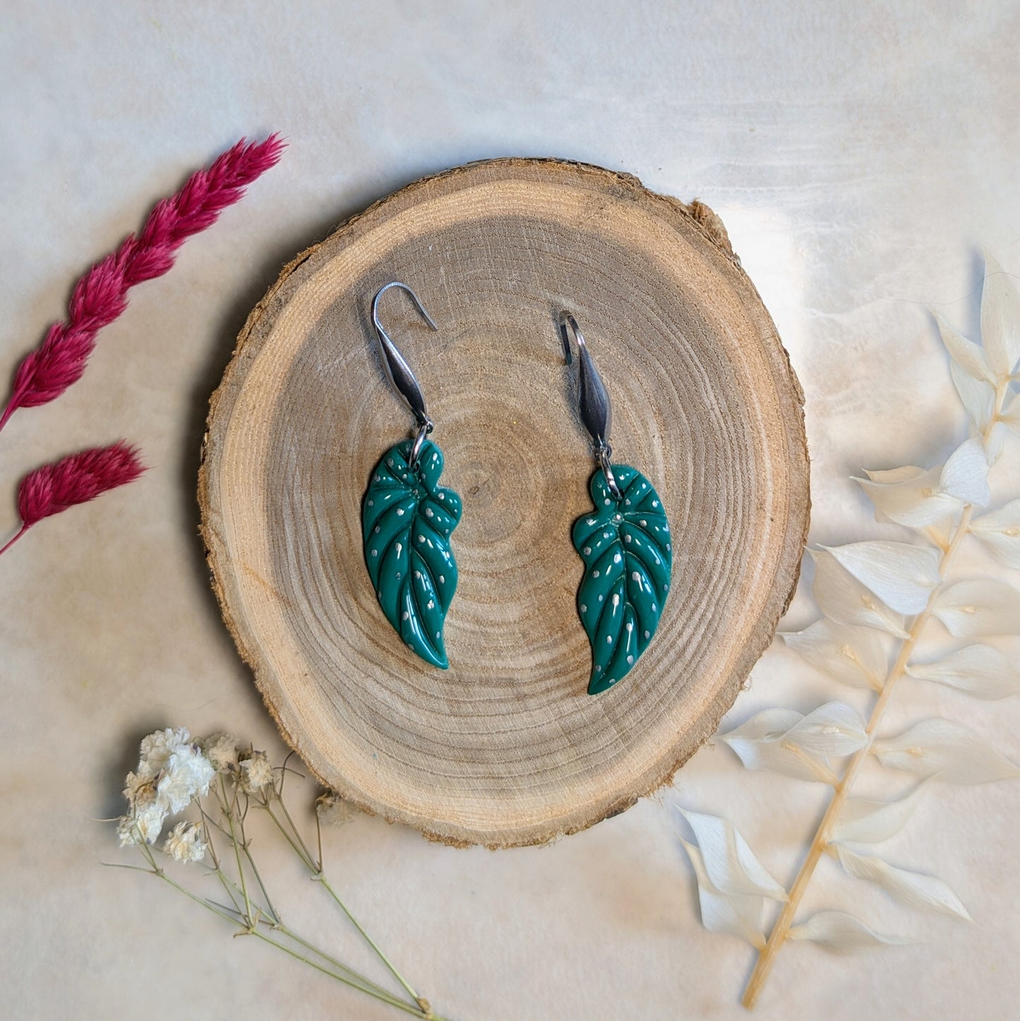 Boucles d'oreilles - Feuilles de Bégonia