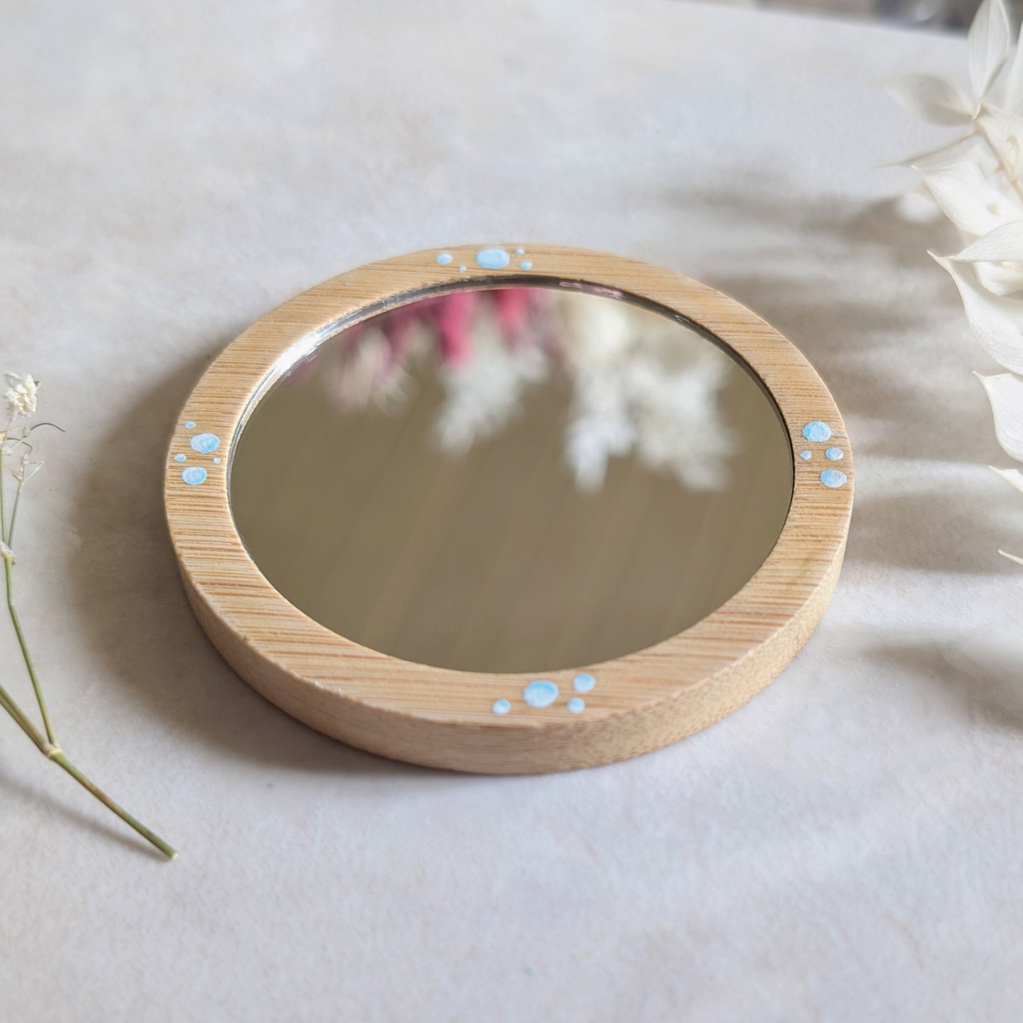 Miroir de poche peint - Coquillage bleu