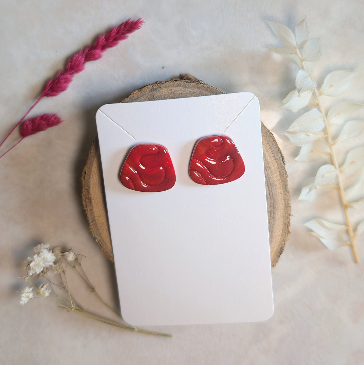 Boucles d'oreilles Rouge corail
