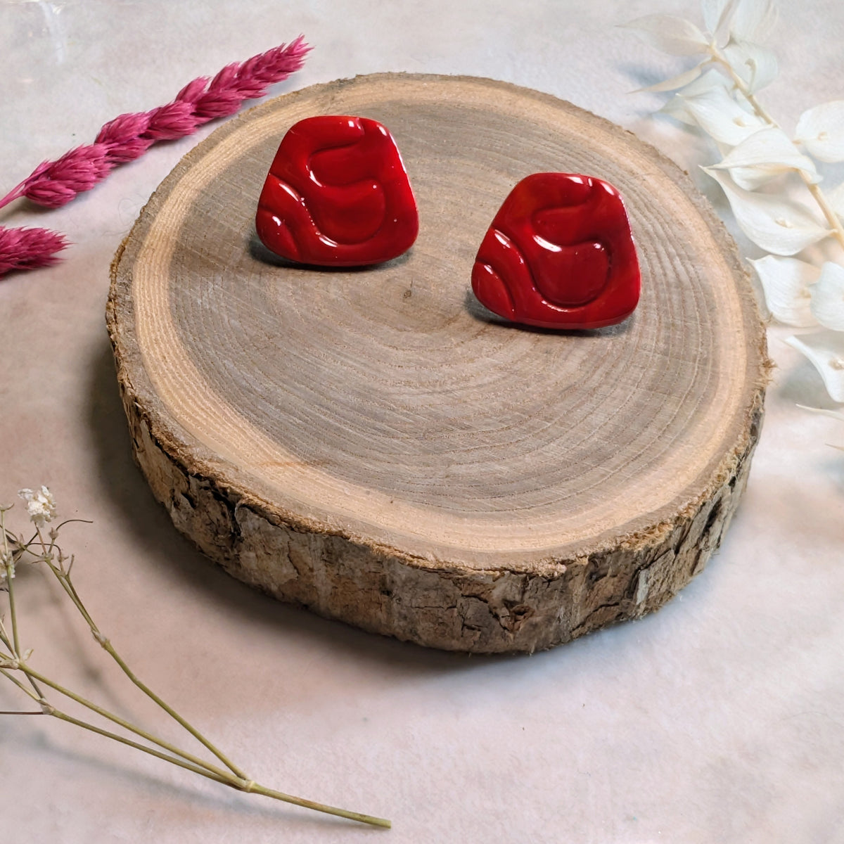 Boucles d'oreilles - Rouge corail