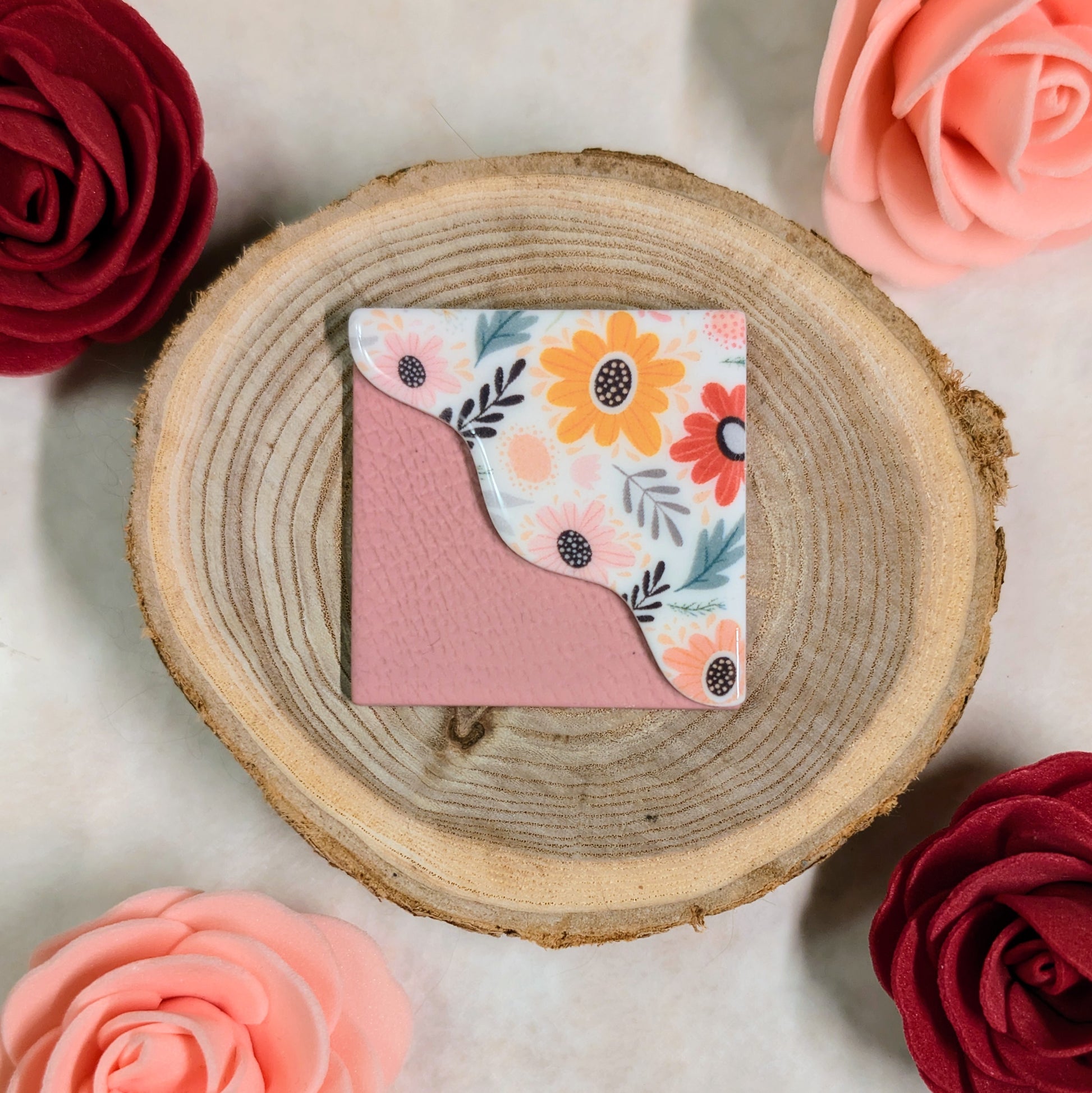 Marque-page carre rose