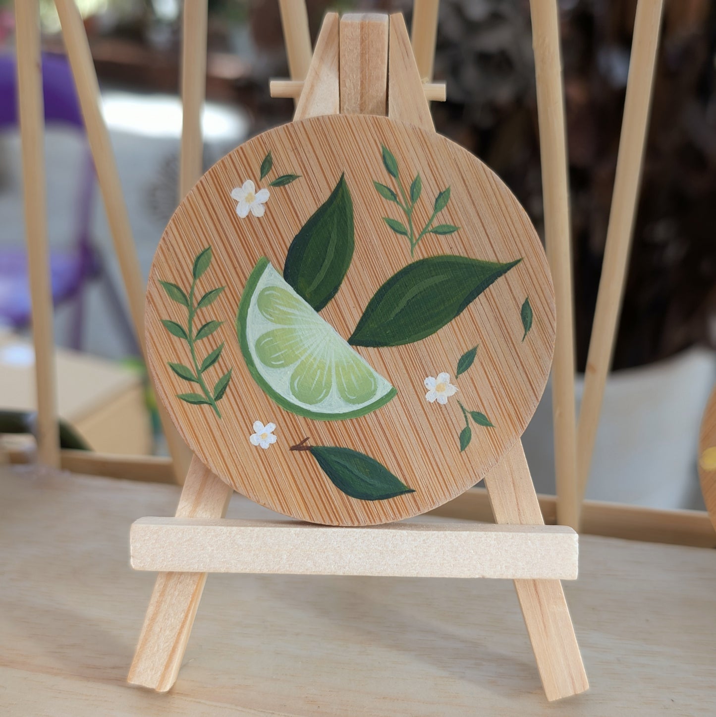 Miroir de poche peint - Citron vert
