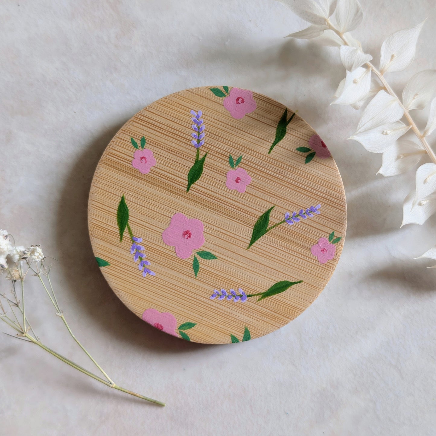 Miroir de poche peint - Fleurs