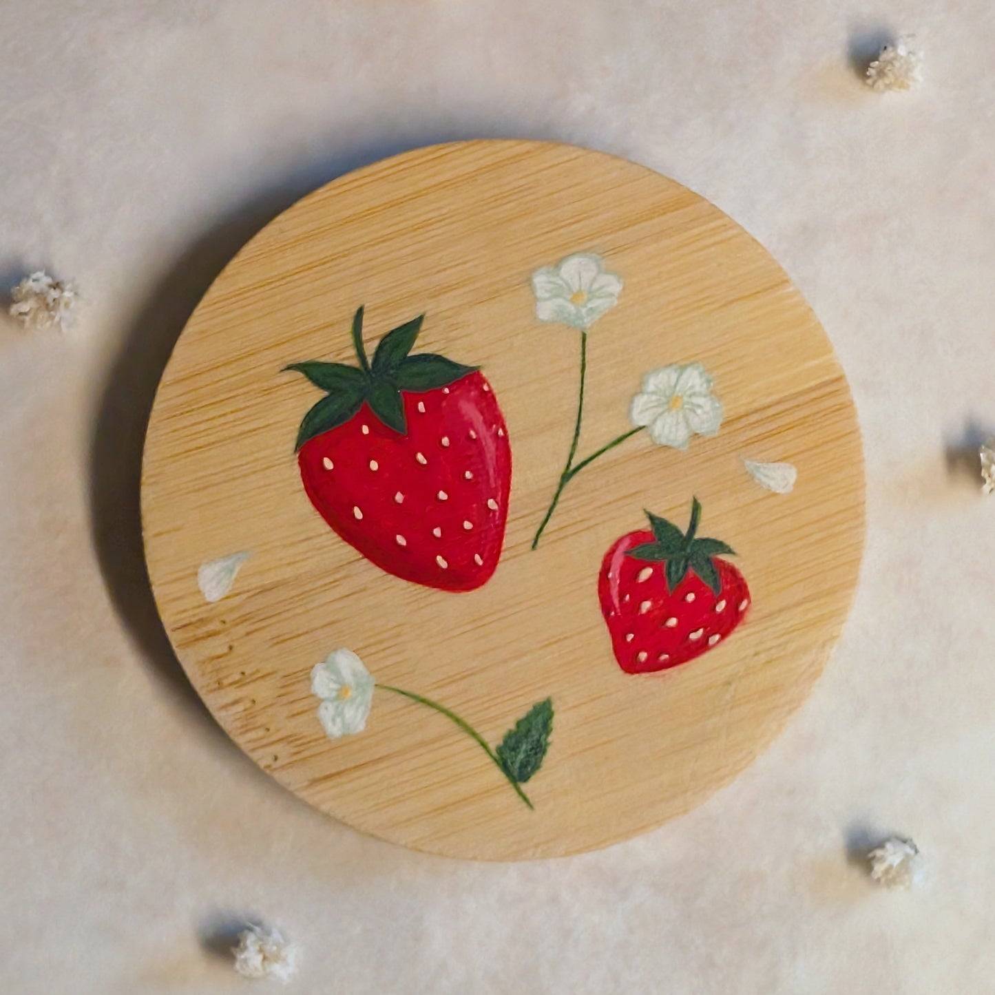 Miroir de poche peint - Fraise