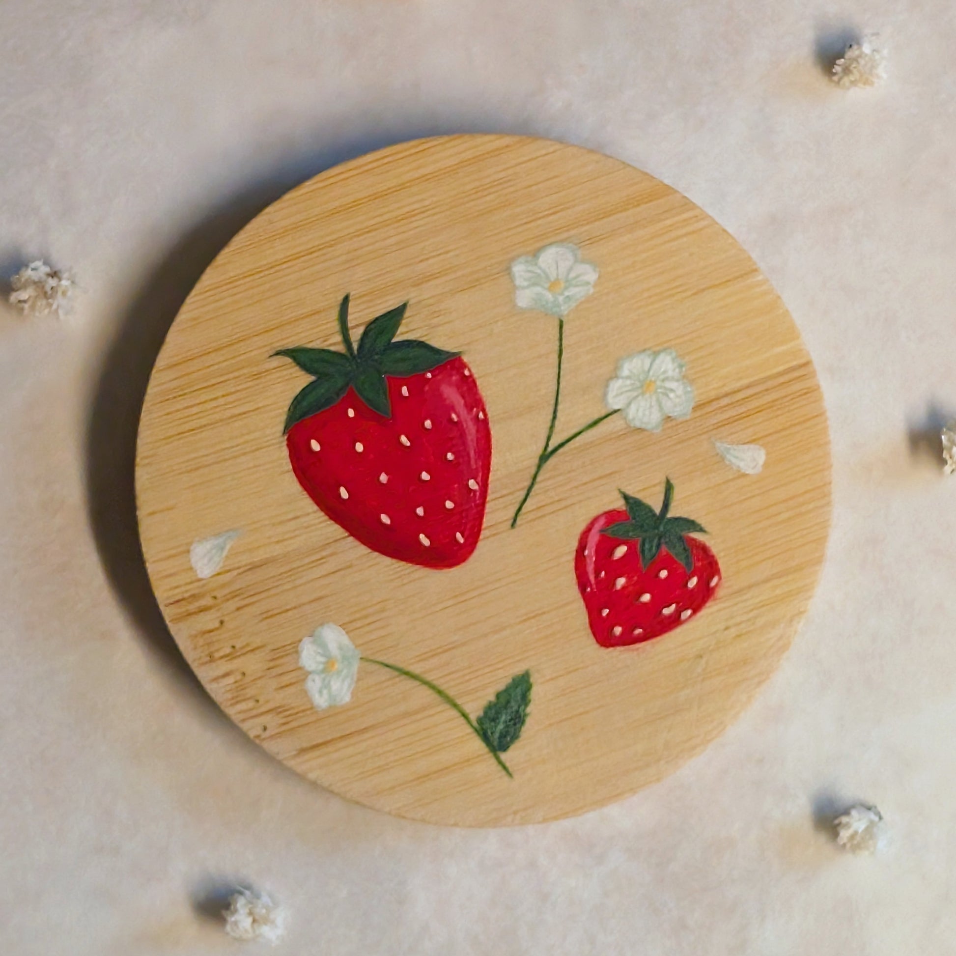 Miroir de poche peint - Fraise
