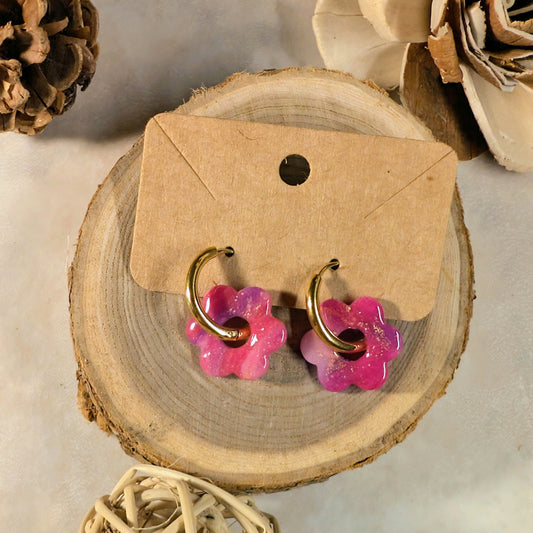 Pampille - Fleur rose effet Marbre