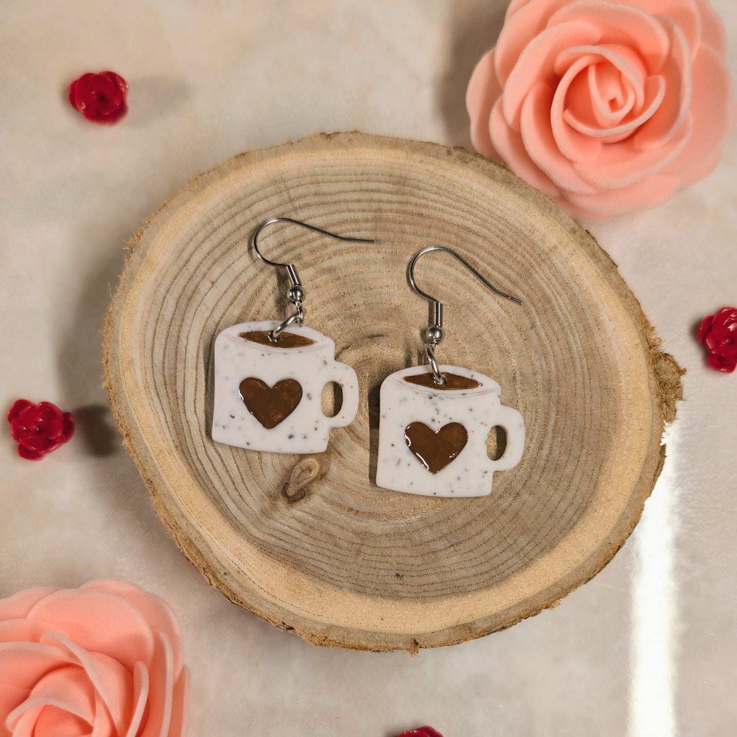 Boucles d’oreilles - St Valentin, tasse et cœur