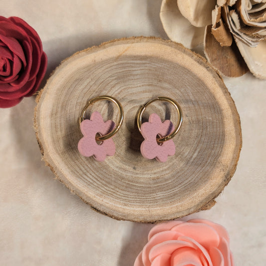 Pampille - fleur rose effet cuir