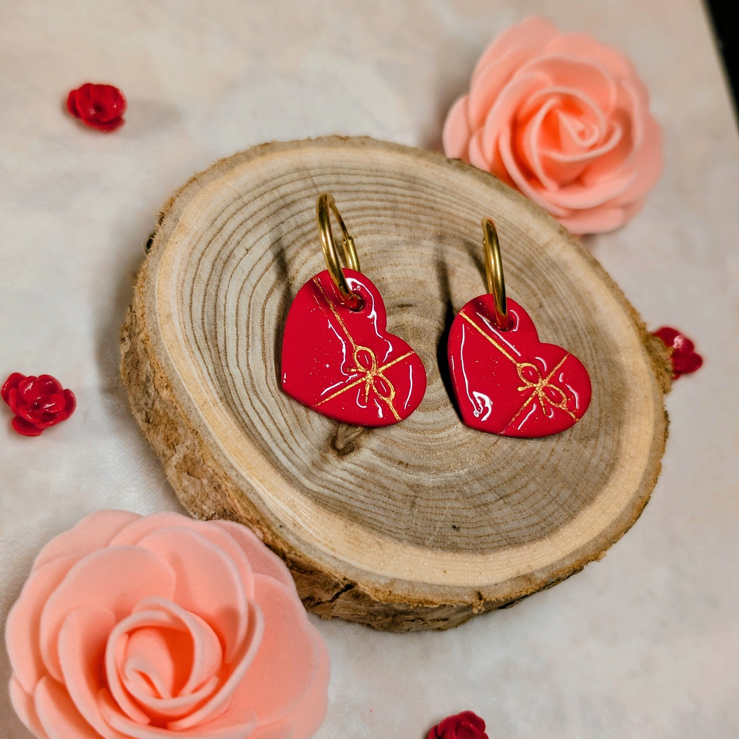 Boucles d’oreilles - St Valentin, cœur boîte de chocolat