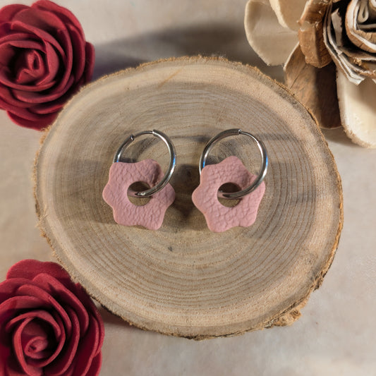 Pampille - fleur rose effet cuir